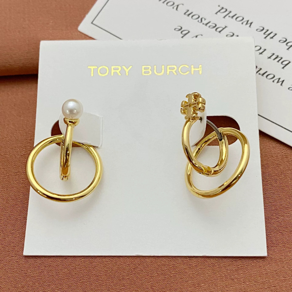 Tory Burch Pearl Asymmetric 3D Earrings Metal Earrings